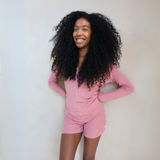 Damen Ribbed Bodysuit - Rose