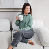 Felpa con cappuccio in bambù per l'allattamento al seno - Oliva