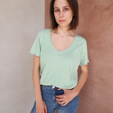 T-shirt d'allaitement col V Vert sauge
