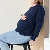 Sweatshirt til gravide - marineblå