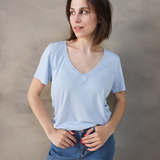 Camiseta lactancia cuello pico Azul bebé